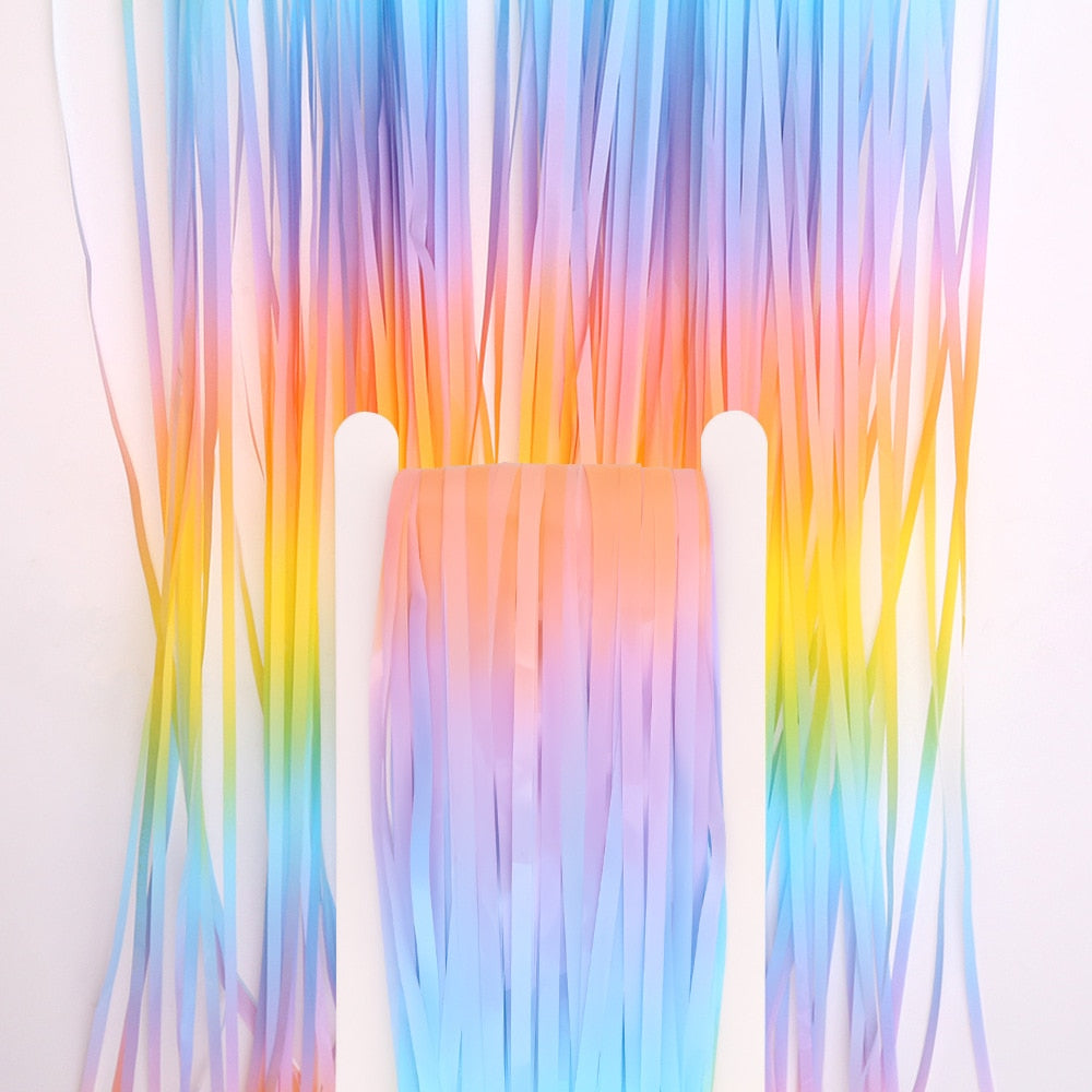 Tinsel Fringe Rainbow Coloured Curtain Photography Backdrop