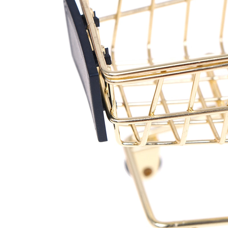 Miniature Shopping Cart Trolley Gold Product Photography Prop